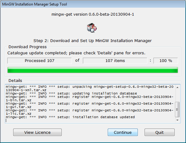 Third MinGW toolchain screenshot on Windows